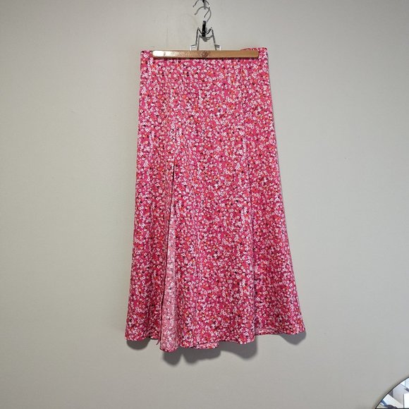 Dynamite Floral Satin Pink Slit Skirt - Picture 2 of 4